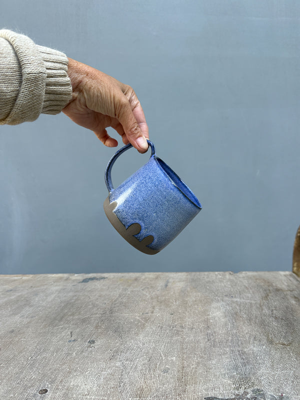 XXL Lazy & Relax mug in Antharzite & Egyptian Blue glaze + Fingermarks! -  500ml. (16,9 Fl.Oz.)