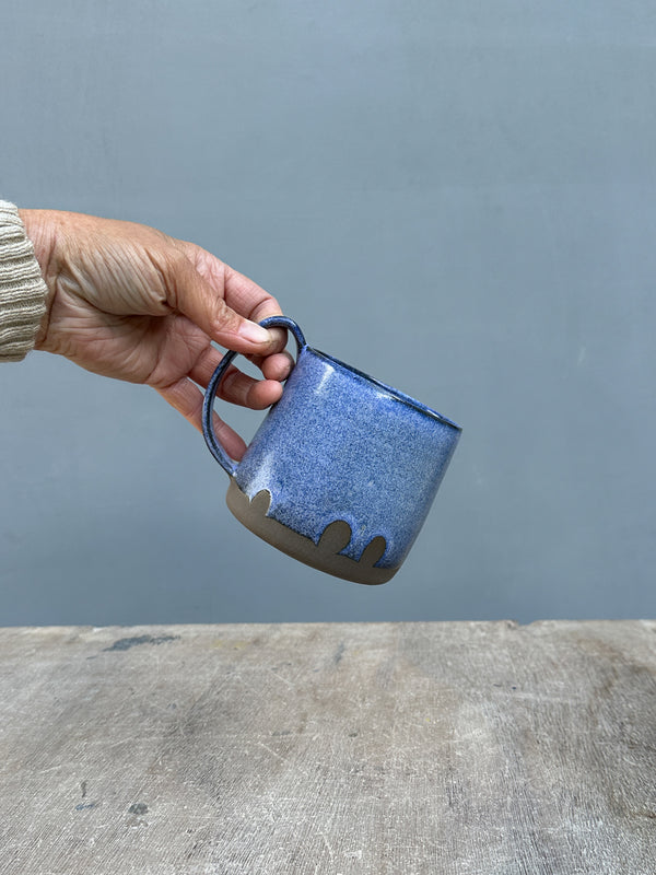 XXL Lazy & Relax mug in Antharzite & Egyptian Blue glaze + Fingermarks! -  500ml. (16,9 Fl.Oz.)