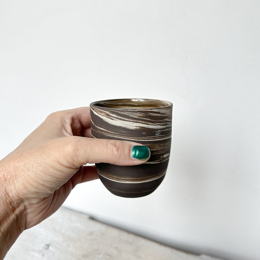 Cafe Lungo cups no handles // Fine Marble // Off white + Slate