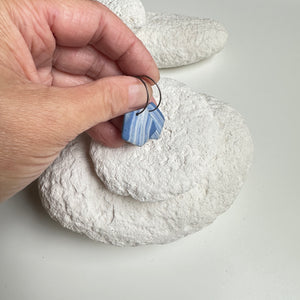 Nerikomi pentagoon blue & white earrings - on hoops