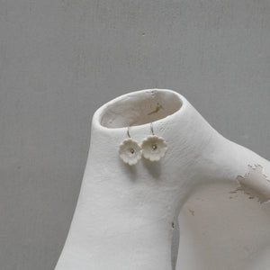 Earring - Pure Porcelain - Fleur Du Joly on small earwires.