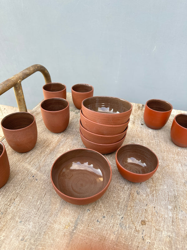 red clay tableware