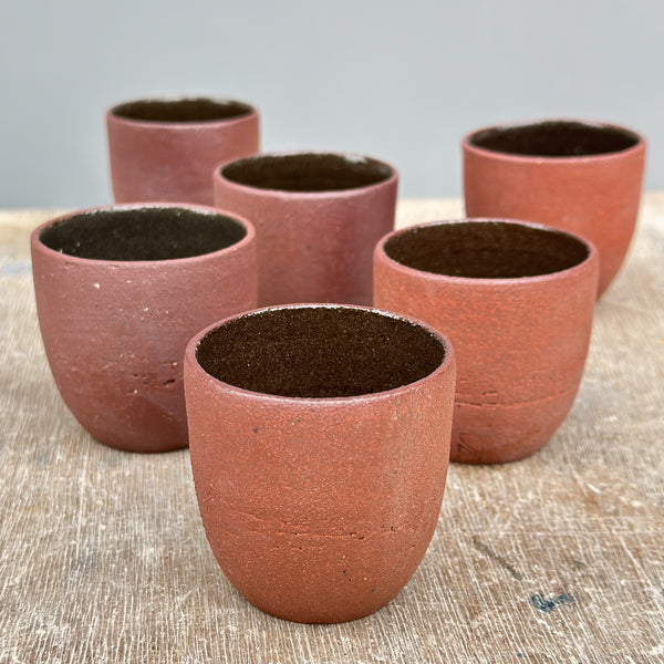 red clay espresso cups