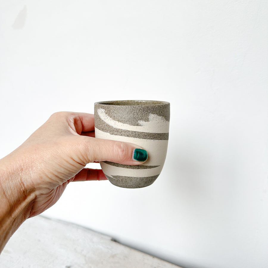 Cafe Lungo cups no handles // Big Marble // Off white + grey speckled