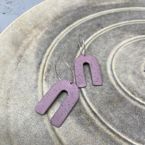 Porcelain earrings - Freckled U-Turn - Purple - small earwire