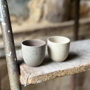 Handmade ceramic espresso cups set in Speckled clay - YinYang