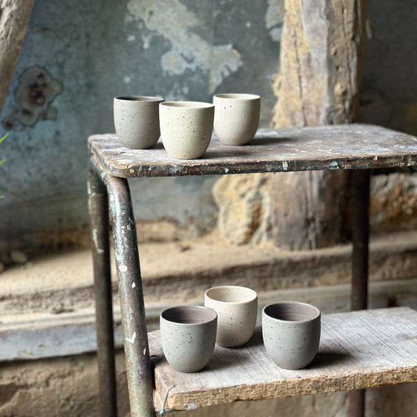 Handmade ceramic espresso cups set in Speckled clay - YinYang