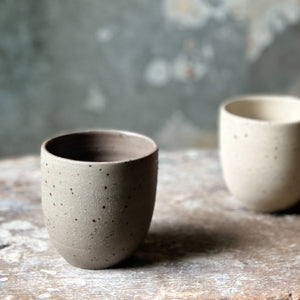 Handmade ceramic espresso cups set in Speckled clay - YinYang