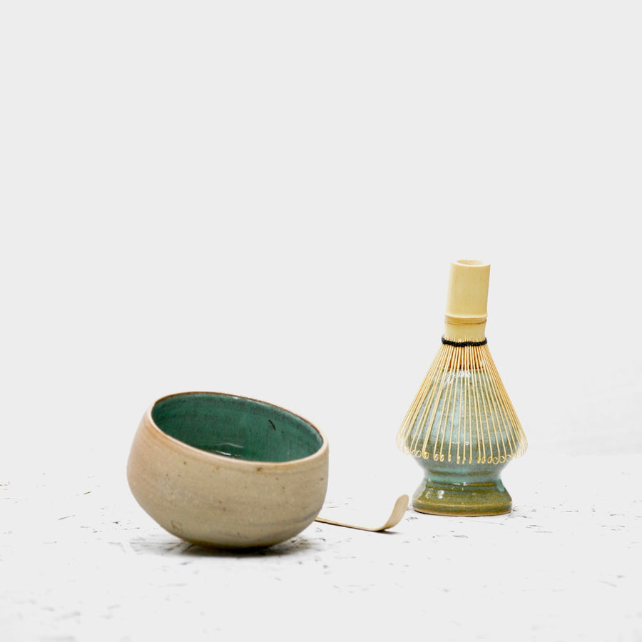 Chawan - Recycled Stoneware + Deep Sea Green glaze #C