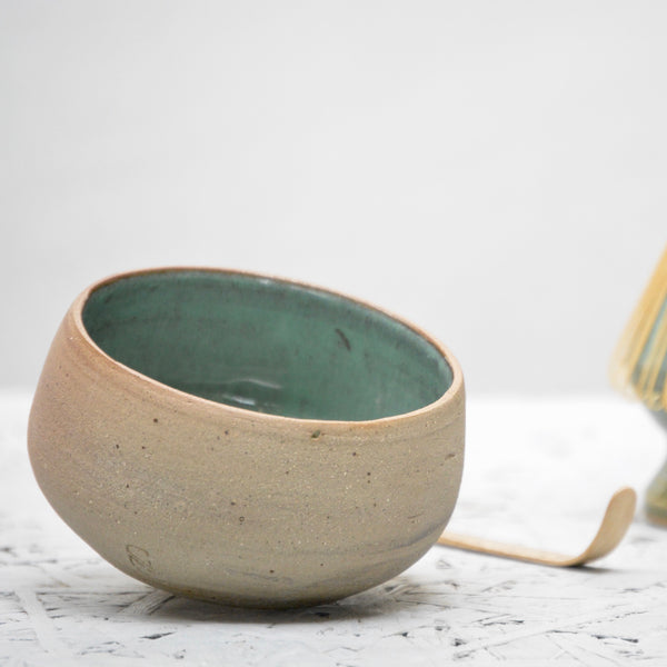 Chawan - Recycled Stoneware + Deep Sea Green glaze #C