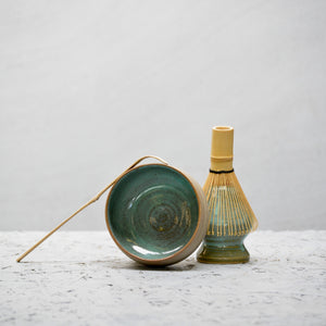 Chawan - Recycled Stoneware + Deep Sea Green glaze #D