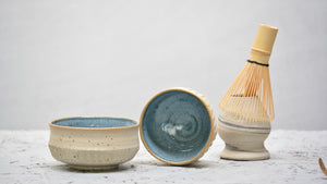 Chawan-SET - Recycled Stoneware + Deep Sea Blue glaze - #E