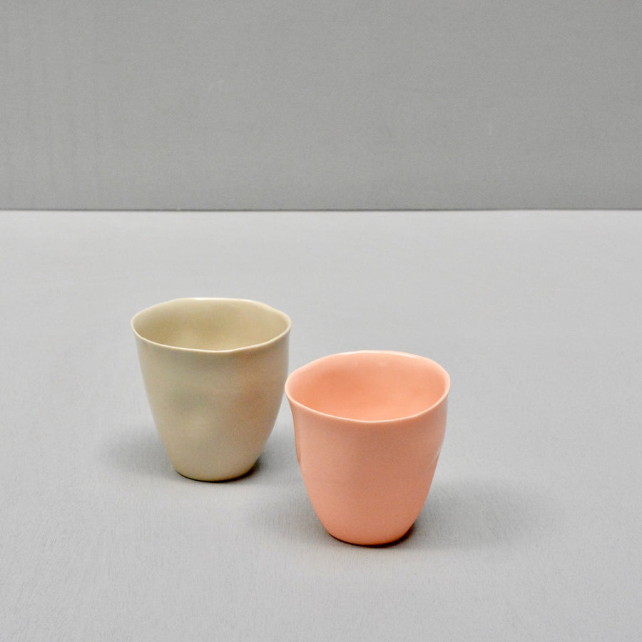 Solid Color porcelain - set 2 cups - Sand and pink