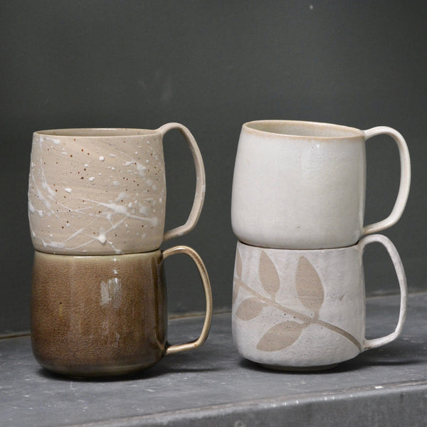 Lazy & Relax mug in Reclaimed & Recycled stoneware & white splash decoration - Nr1