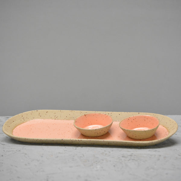 Yellow Spotted - Medium pill plate [ 14x5.5"] - Orange