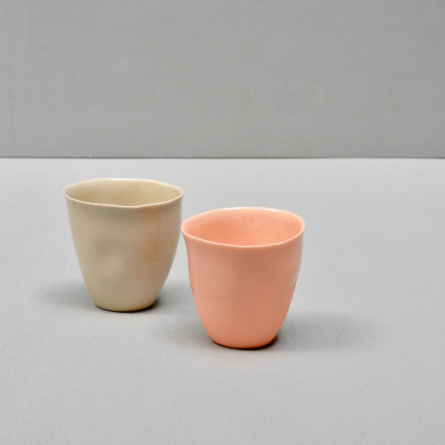 Solid Color porcelain - set 2 cups - Sand and pink