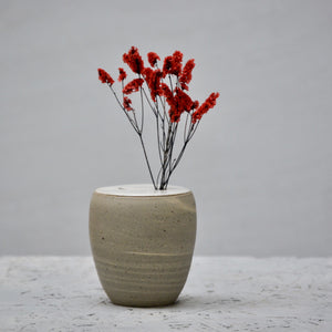 High round lid vase - Recycled & Reclaimed marbled clay