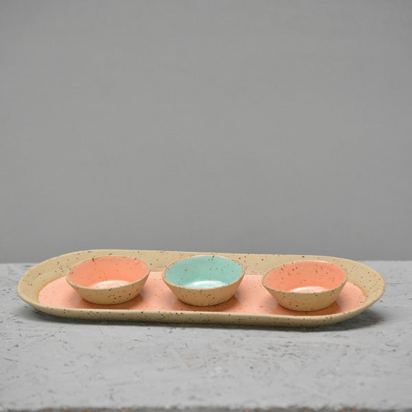 Yellow Spotted - Medium pill plate [ 14x5.5"] - Orange