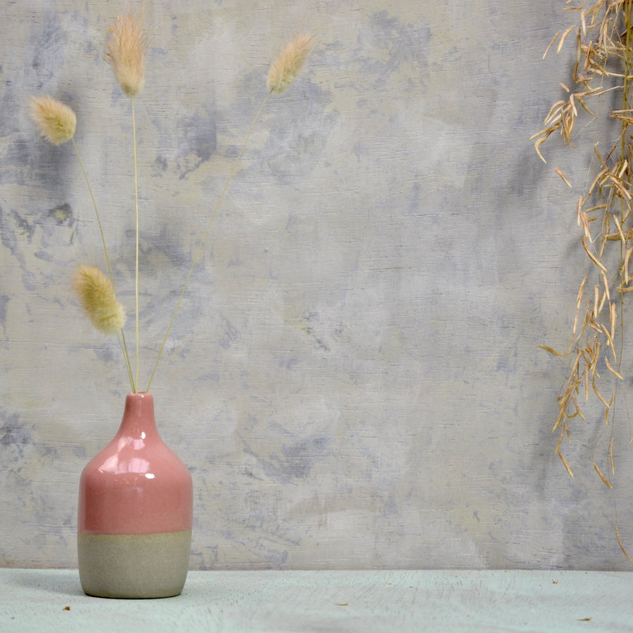 Stone & Color vase - one of the tiniest vases - grey and dark pink.