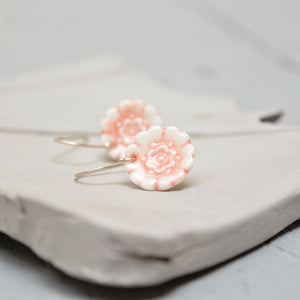 Fleur Du Joly earringss - White & peach gloss - small earwire