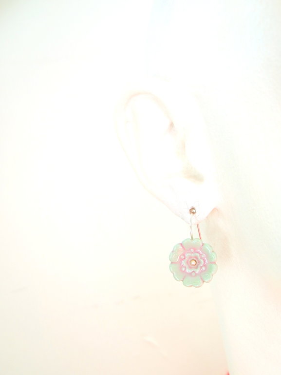 Fleur Du Joly earringss - Dark blue green & ruby red - small earwire