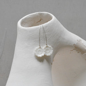 Earring - Porcelain - Fleur Du Joly on long earwires.