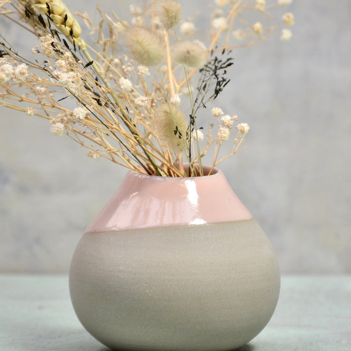 Stone & Color Vase - Just a lovely belly - grey and soft pink.